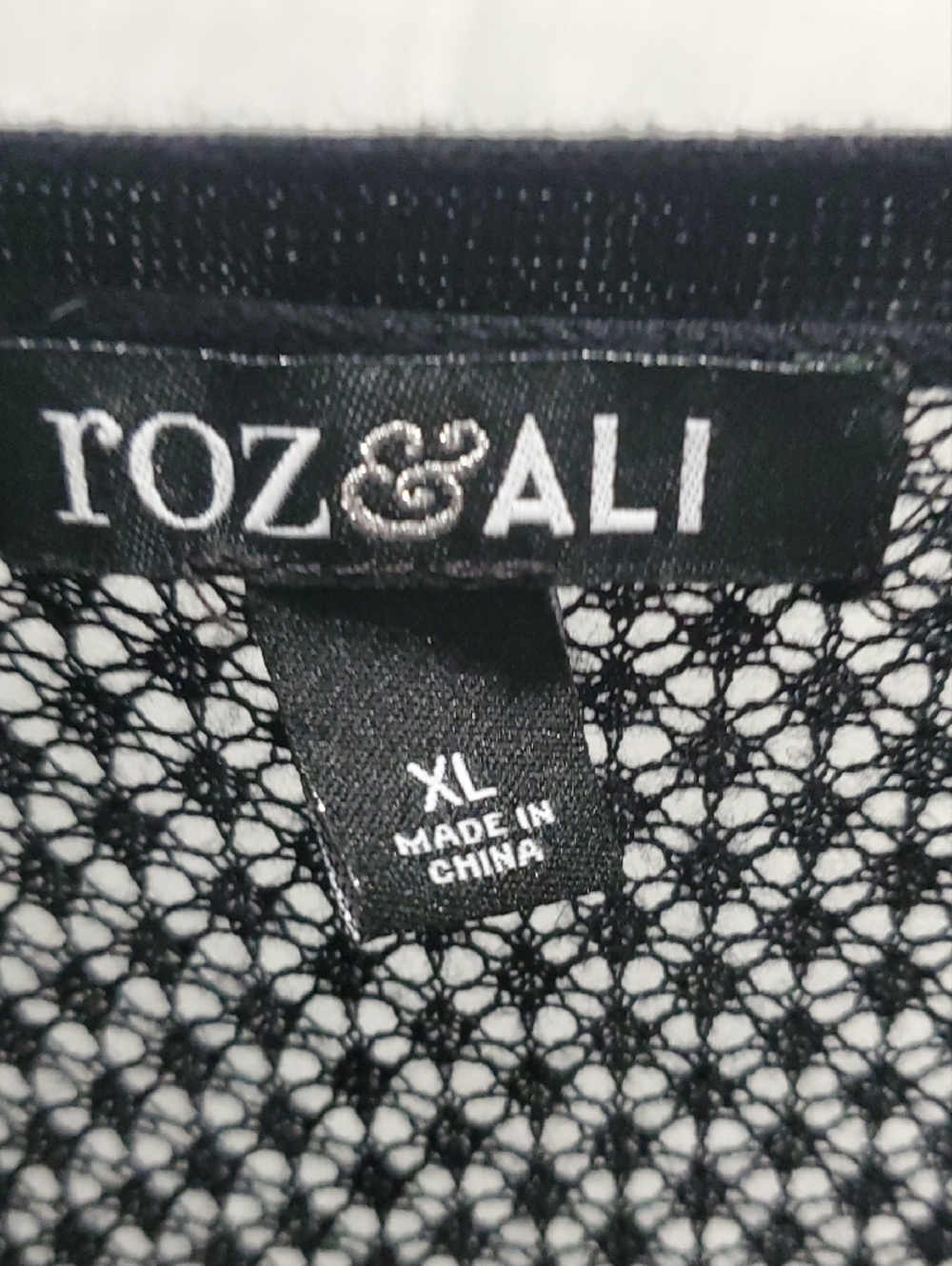 Roz & Ali Black Lace-Style Open Knit Cardigan - Picture 2 of 2